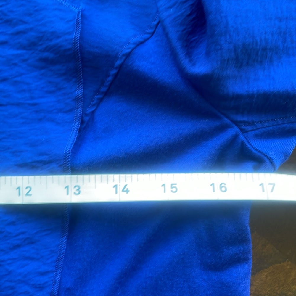 Chico’s Cobalt Blue Offset Asymmetrical Cardigan Sweater W/ Zipper Pockets XS - Picture 13 of 16